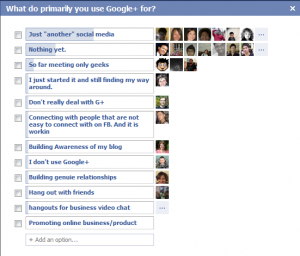Google plus: What do you use it primarily for