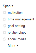 List of interests in Google plus Sparks