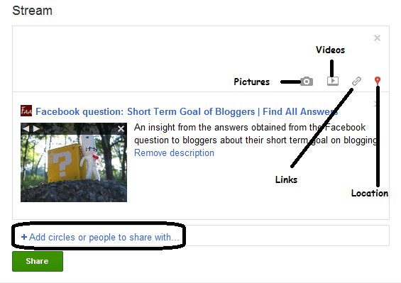 How to share something in Google plus to circles and also make it public