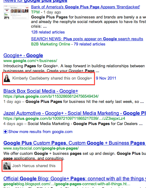 Googe personalized search SERP