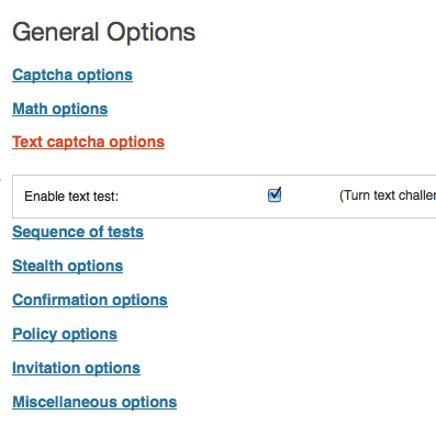 SABRE-text-options SABRE user spam registration control plugin