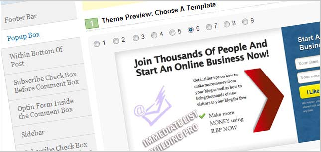 immediate list building pro pop up