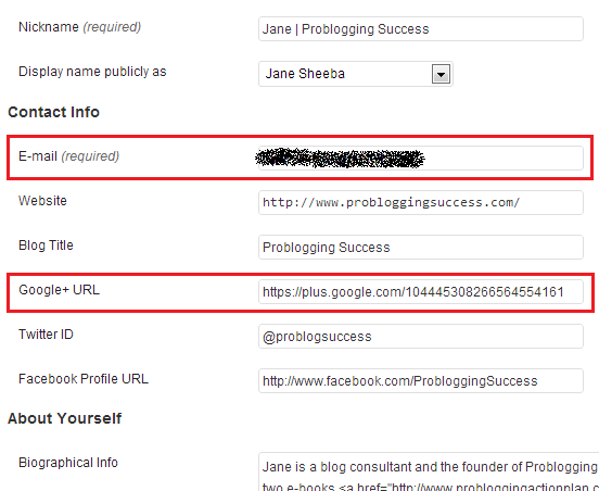 Author rank author profile