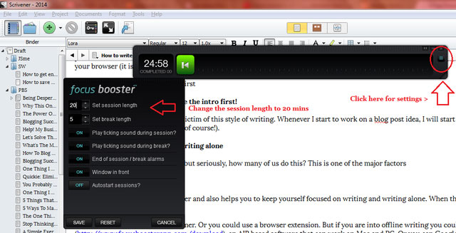 How to write a blog post in 20 minutes-focus-booster